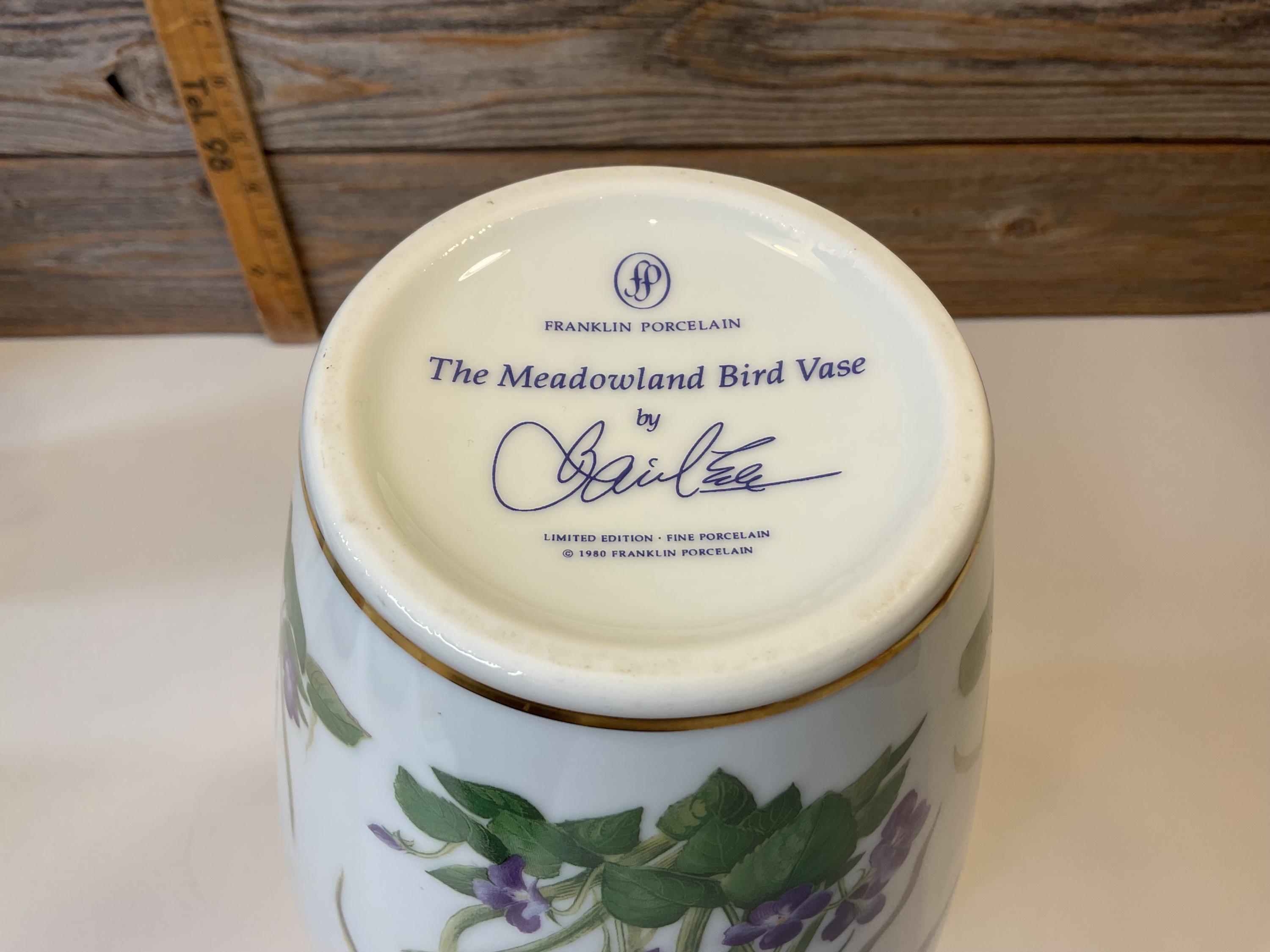 Vintage Franklin Porcelain the Meadowland Bird Vase by Basil Ede