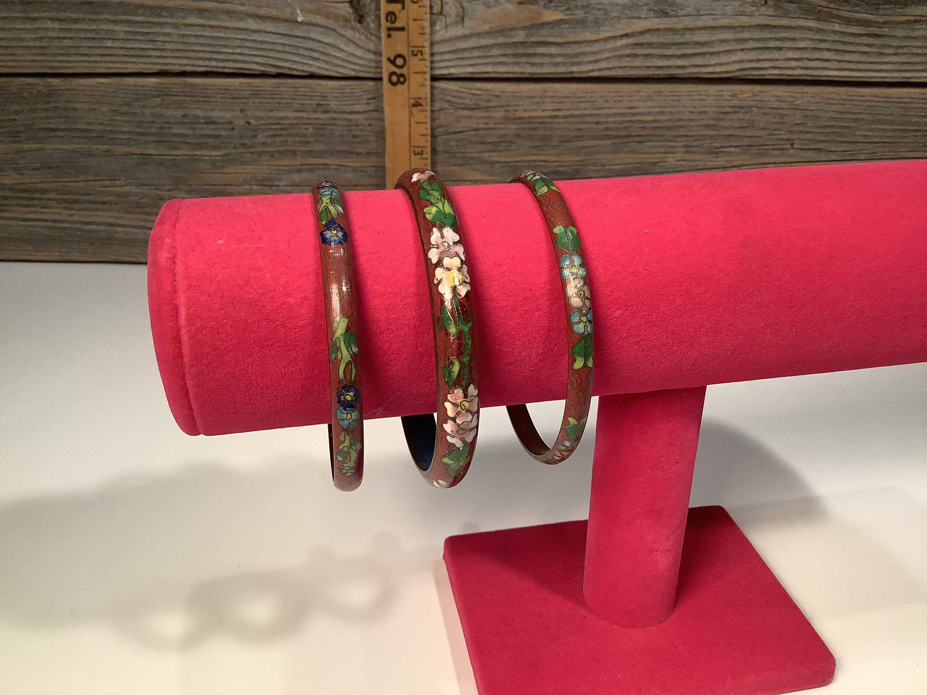 Vintage 3 Red Partitioned Bracelets With Flowers 70' - Etsy