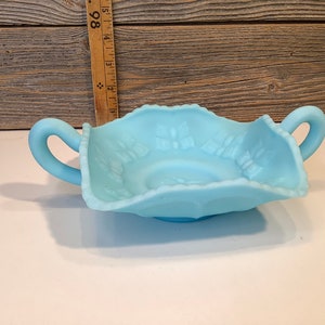 Vintage Fenton blue satin butterfly candy bowl 40&#39;