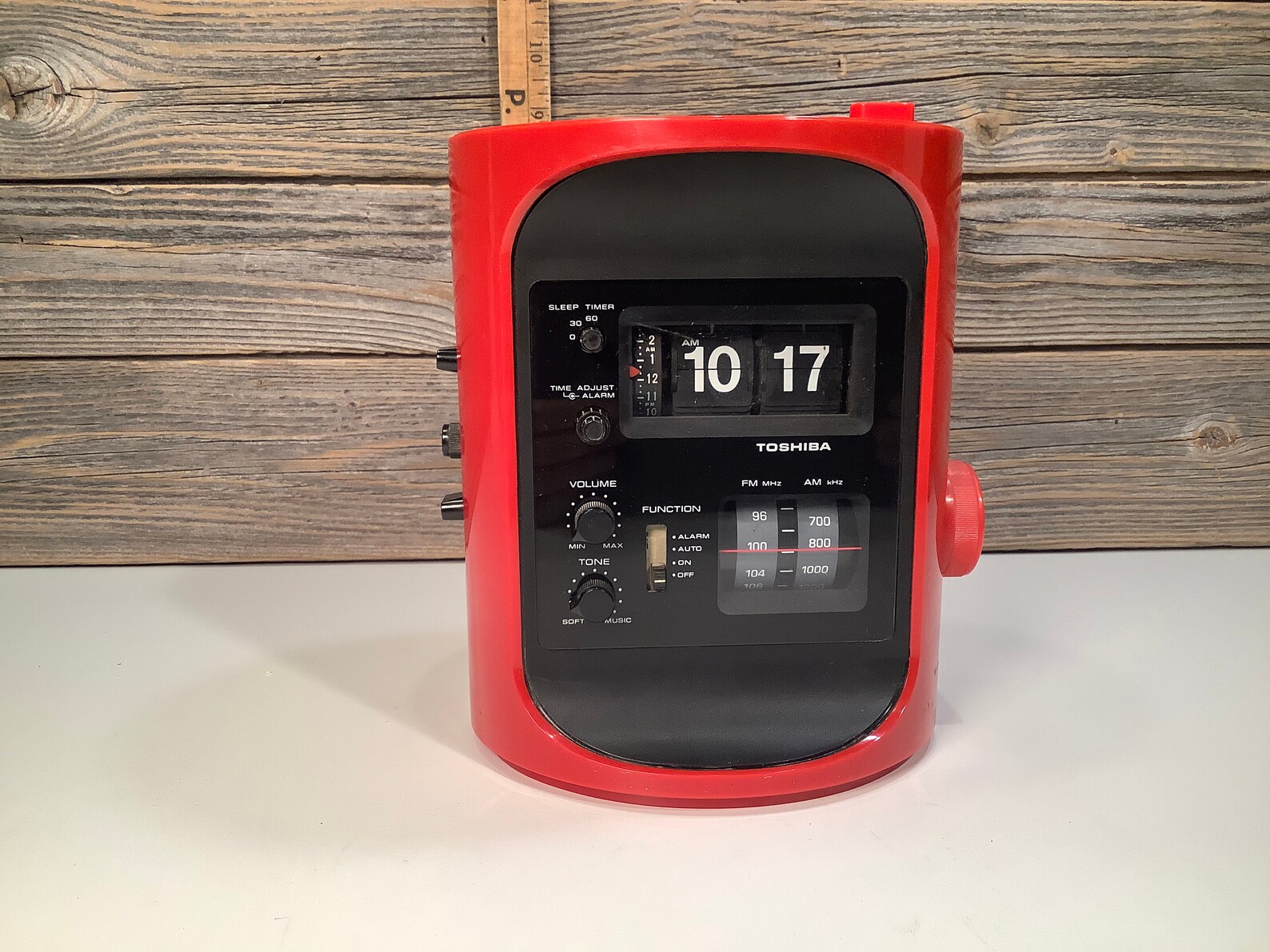 Vintage Toshiba red flip clock radio 70' Etsy