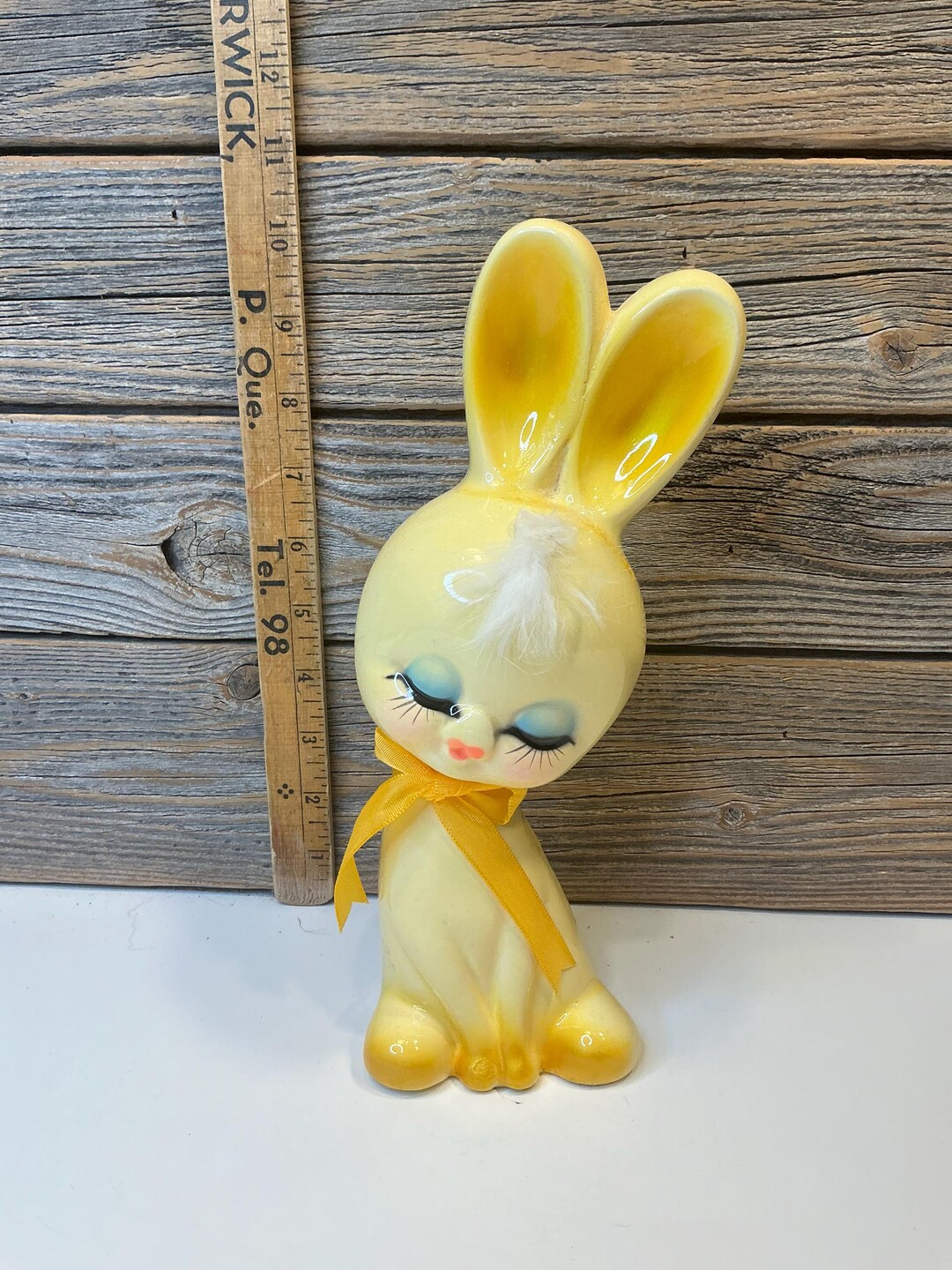 Kitsch Shiny Rabbit Vintage Kitsch Ceramic Yellow Rabbit Bunny - Etsy