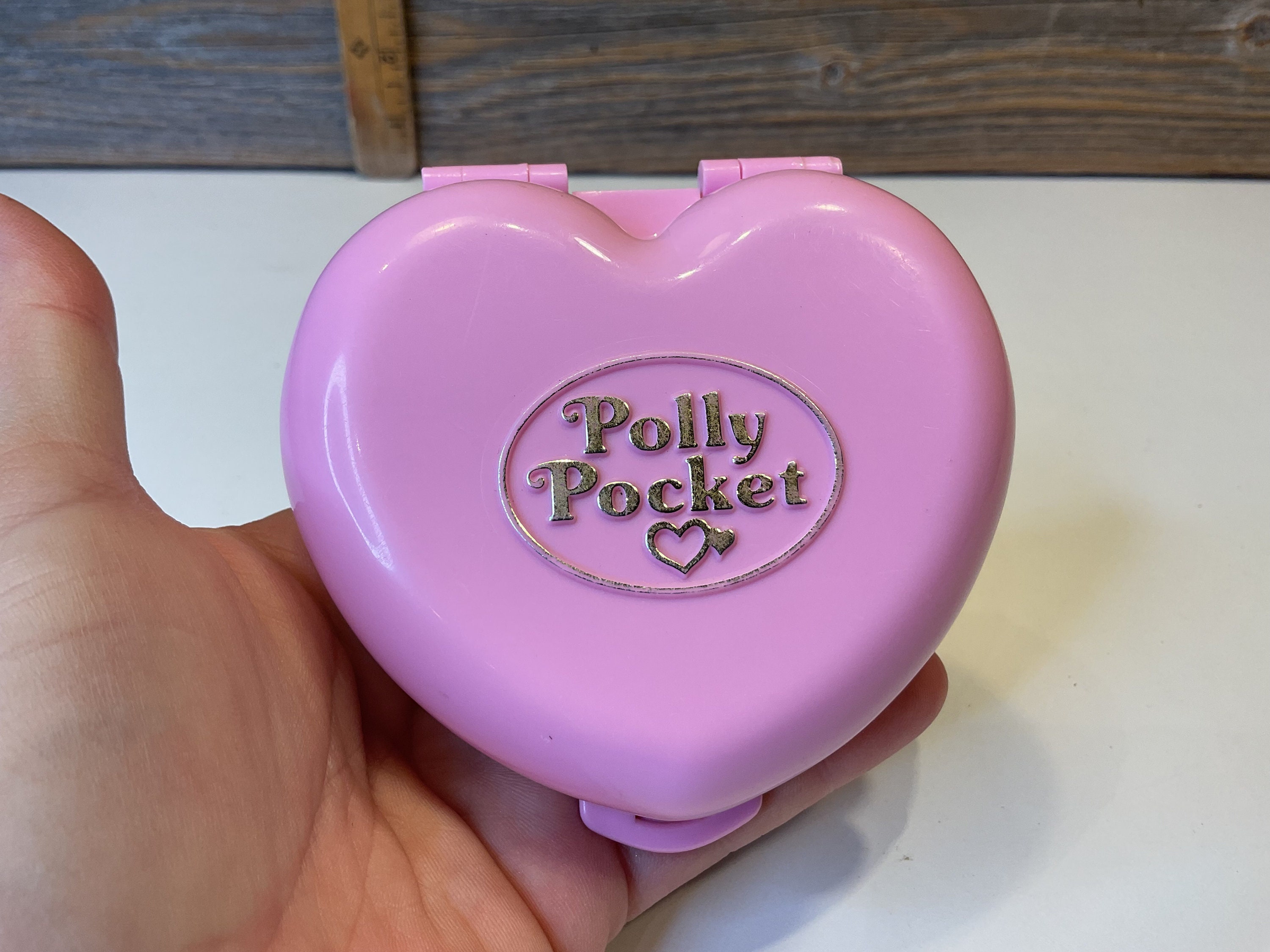 Vintage Bluebird Polly Pocket Compact Purple Suitcase and Pink Heart 