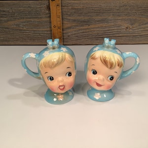 Vintage Napco shakers Miss Cutie Pie blue 50’