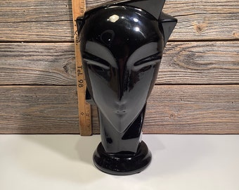 Vintage Head Vase schwarz Keramik Art Deco 80'
