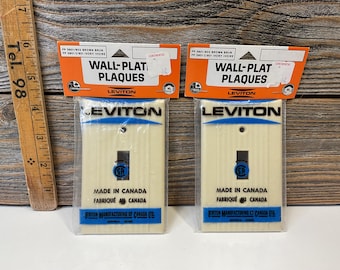 Vintage Leviton 2-Gang Beige Switch Wall Plate 60"