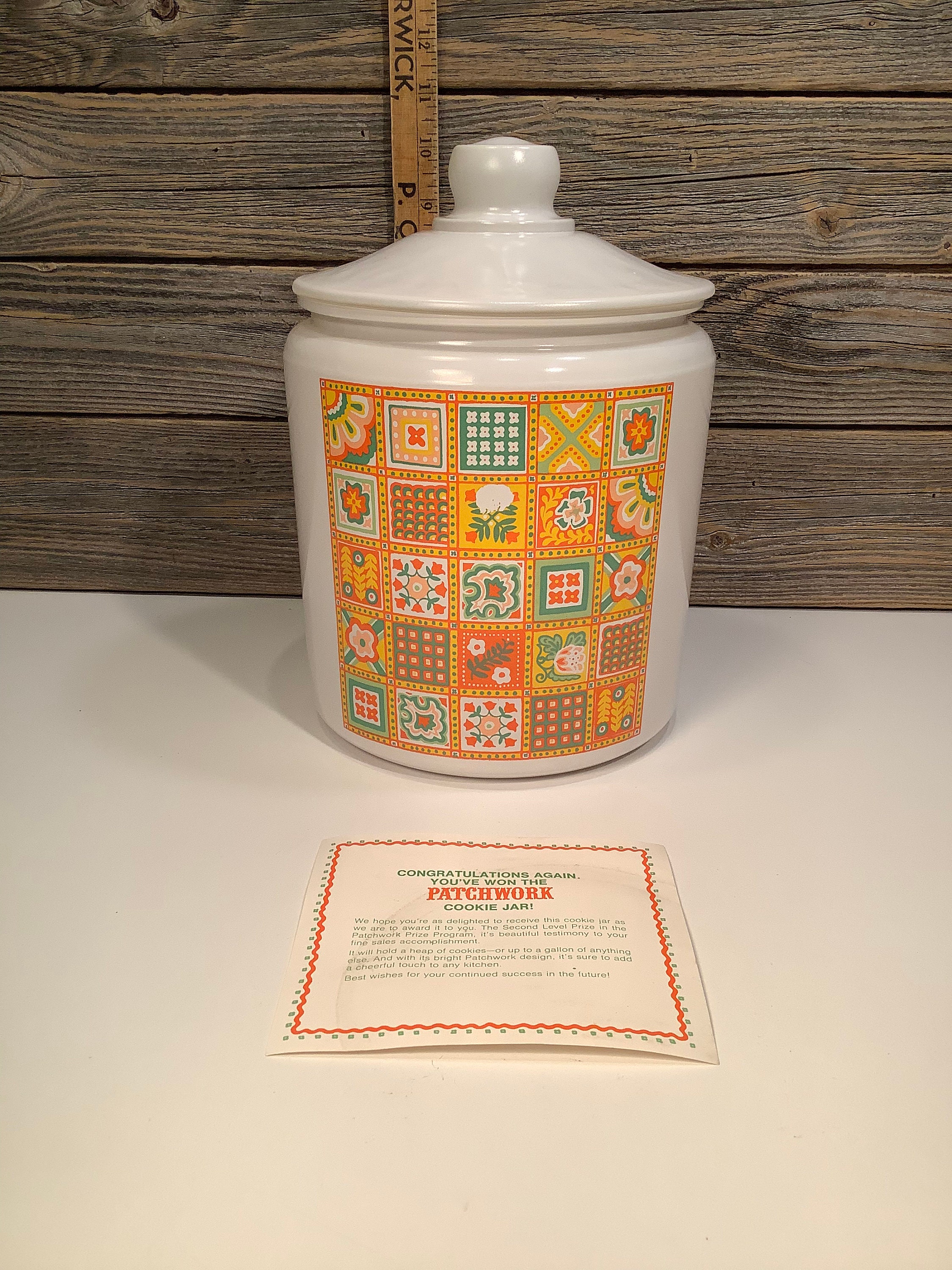 Vintage Avon Patchwork cookie jar 70' Etsy