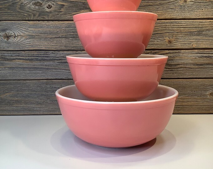 Vintage Pyrex 4 Mixing Bowls Pink 50 Etsy
