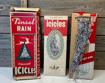 Ghiaccioli di pioggia natalizi vintage in tinsel da 50 pollici