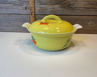 Vintage Descoware Belgium Red Orange Cast Iron Enamel Bean Pot 60