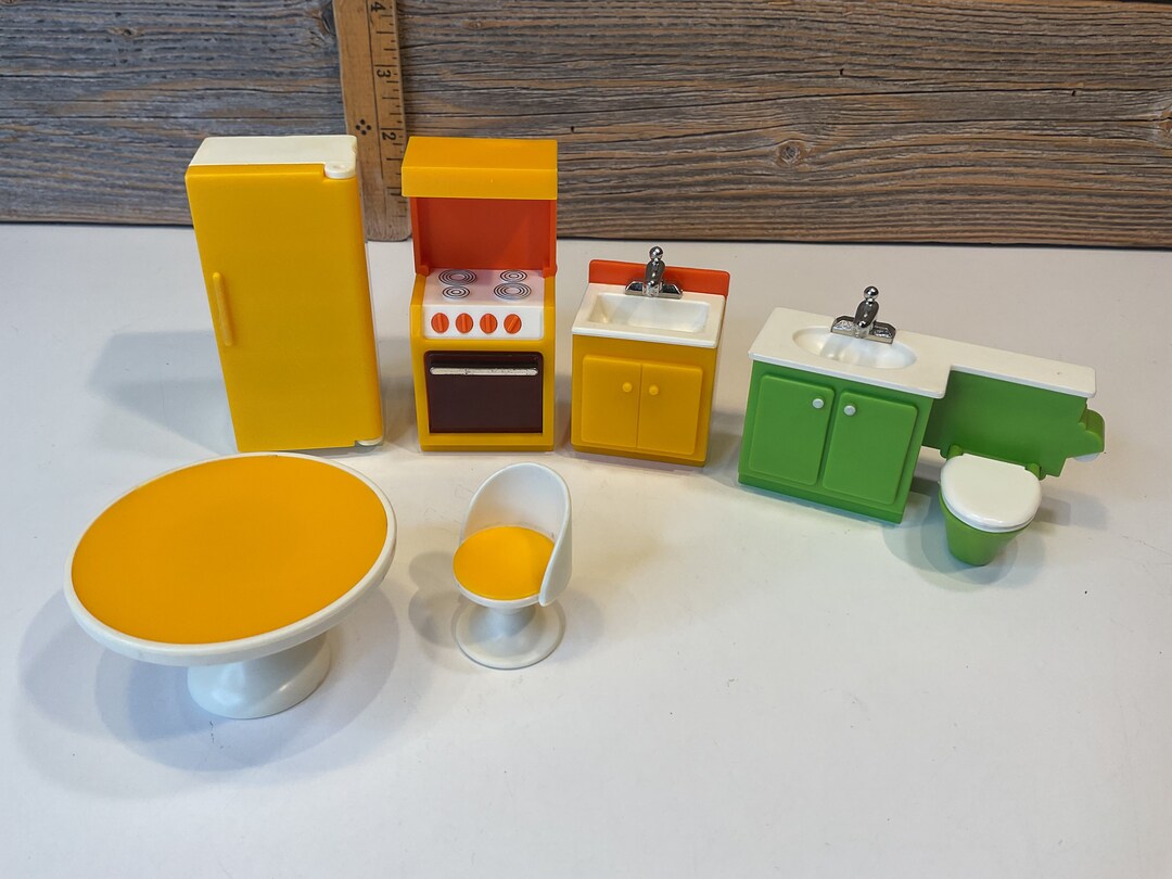 Vintage Fisher Price Kitchen, Bathroom and Dinette Doll House 1980 - Etsy