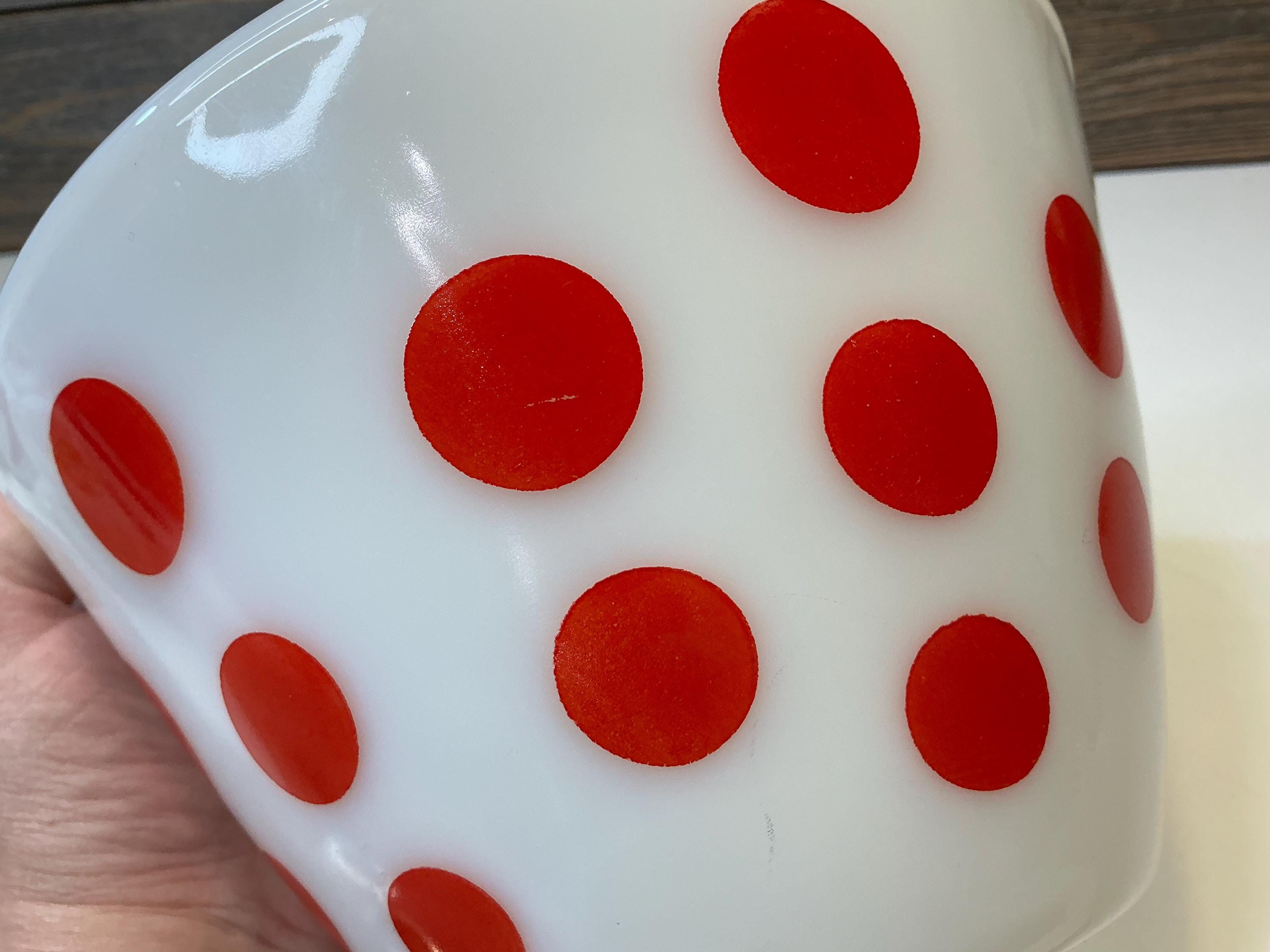 ヴィンテージ ファイヤーキング レッド ポルカドット ミキシングボウル