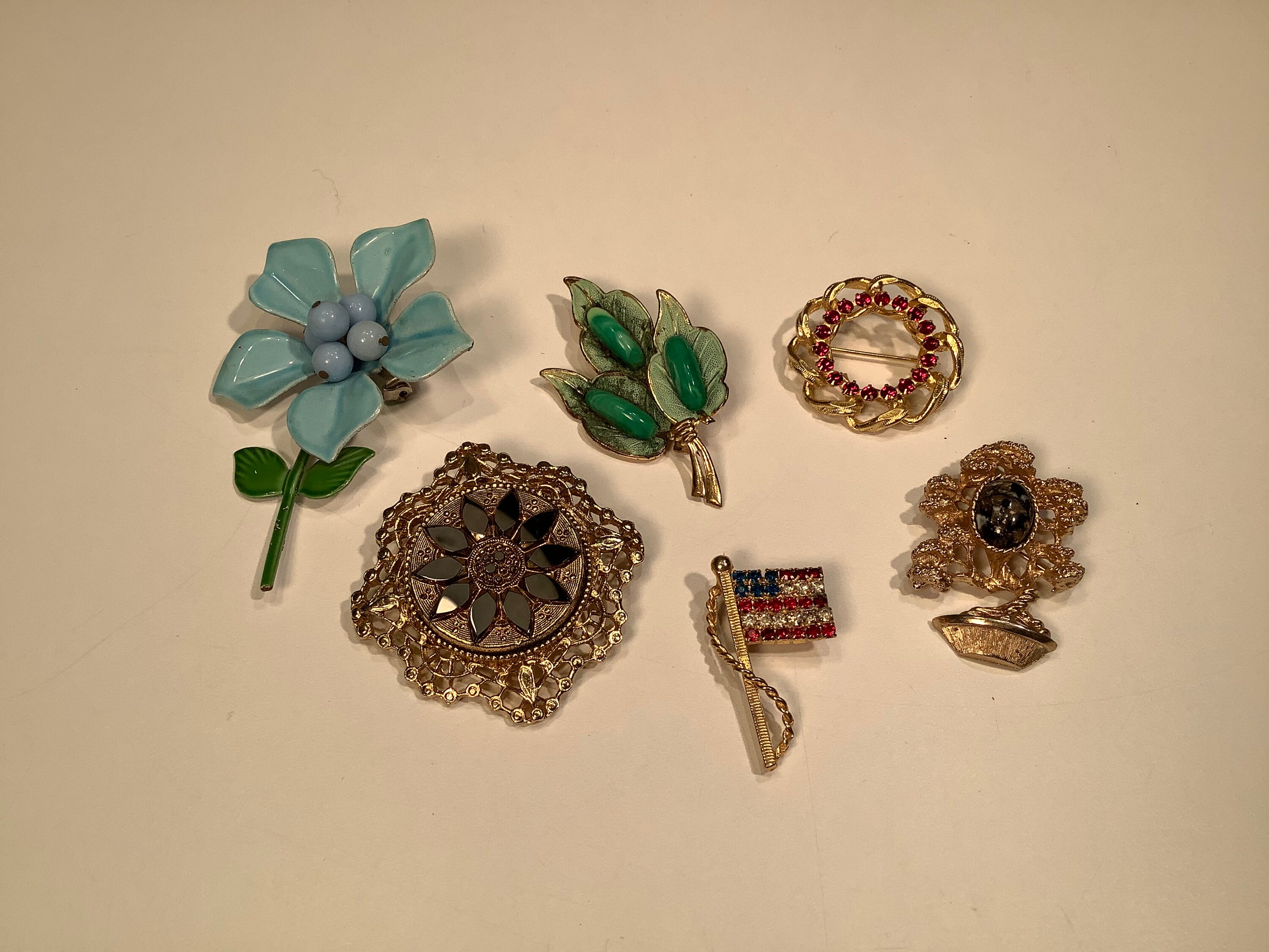希少！イギリス製1960年代バイカラーギブレガラスヴィンテージ ブローチ9623 Vintage Lot of 6 Brooch 70' - Etsy