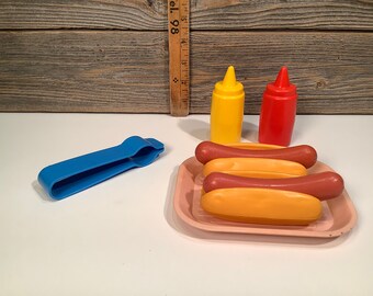 Fisher Price Fun with Food 2 french fries stake hot dog hamburger part dinner 