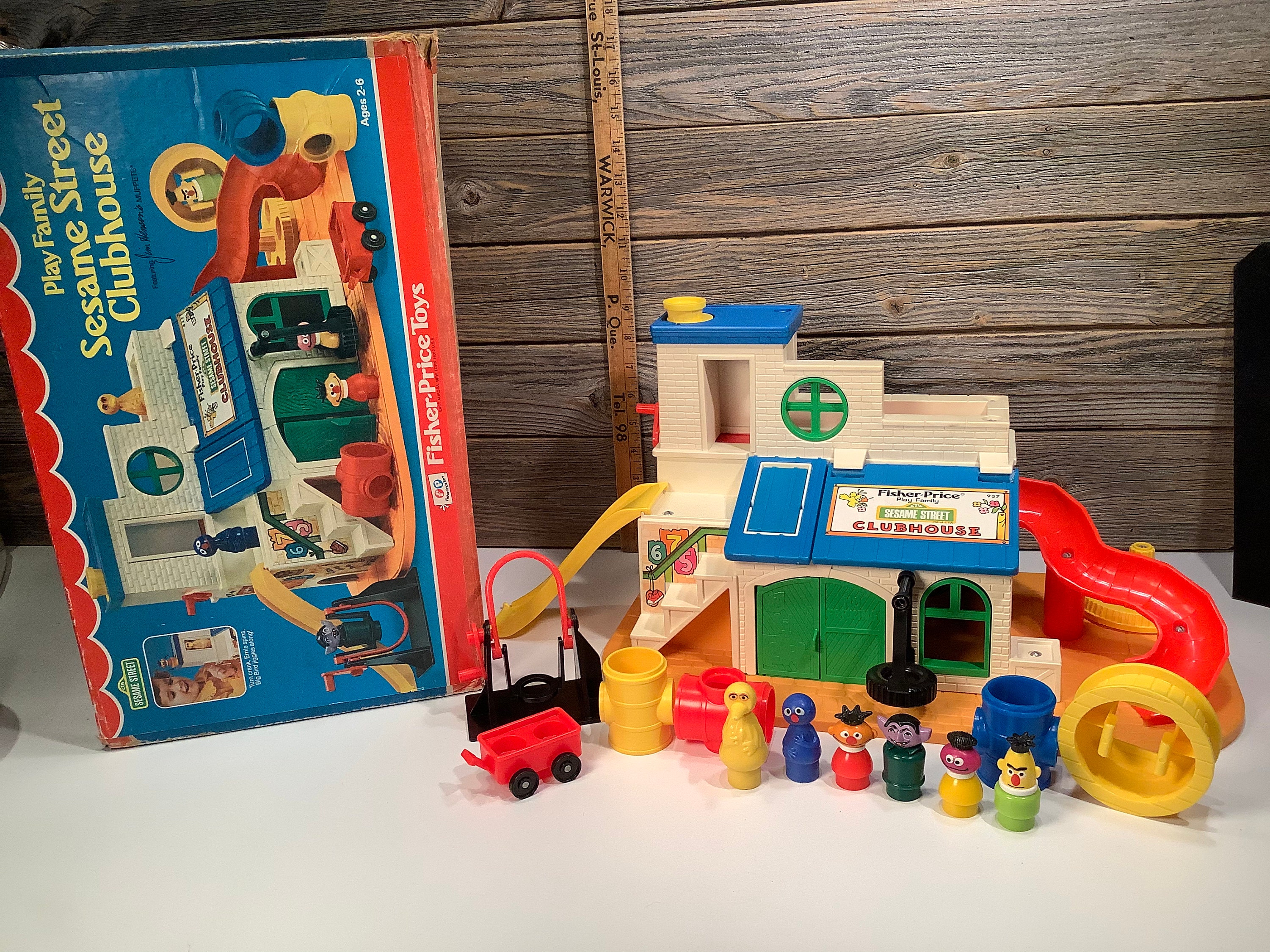 De lucht leeg Reorganiseren Vintage Fisher Price Little people Clubhuis Sesamstraat - Etsy België