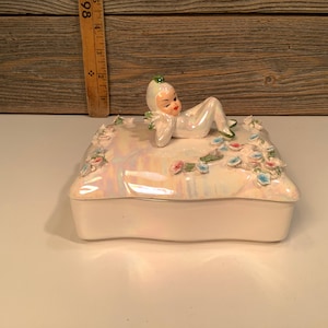 Vintage ESD Lefton Pixie jewel box 50’