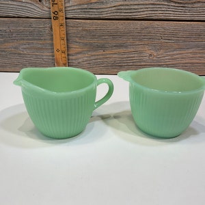 Vintage Fireking Jane Ray jadeite sugar and cream 50’