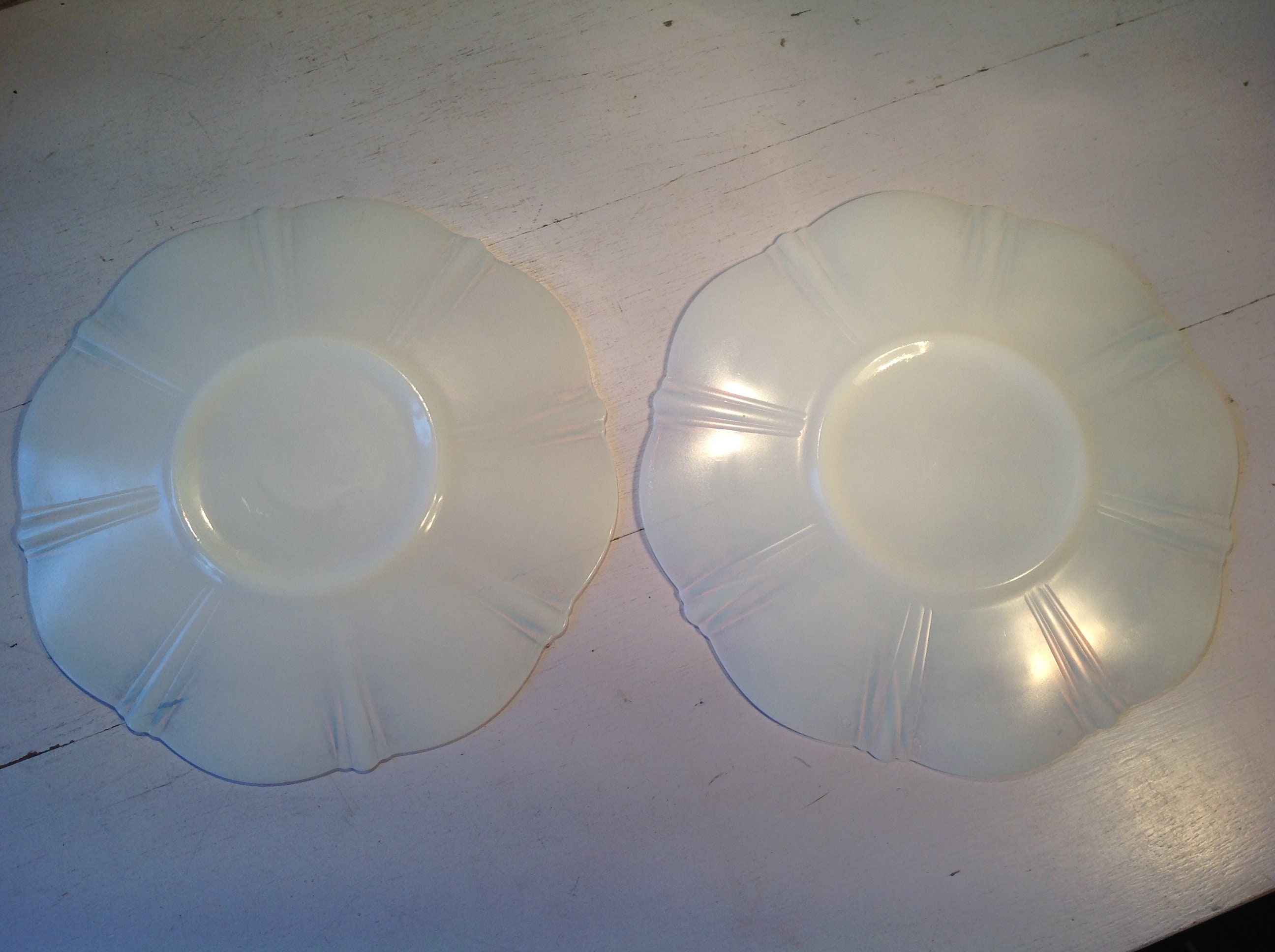 Vintage Opalescent Vaseline 7 Cake Plates in the American Etsy