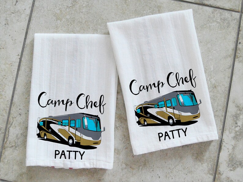 Camp Chef Class A Motorhome Kitchen Towels RV Gift Camping Gift Dish Towels Personalized Motorhome Decor