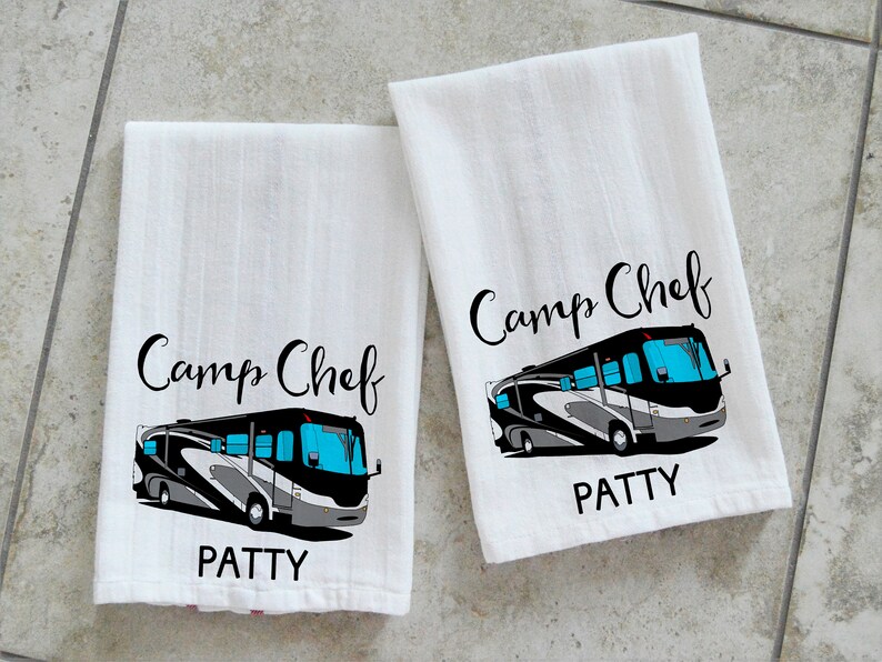 Camp Chef Class A Motorhome Kitchen Towels RV Gift Camping Gift Dish Towels Personalized Motorhome Decor