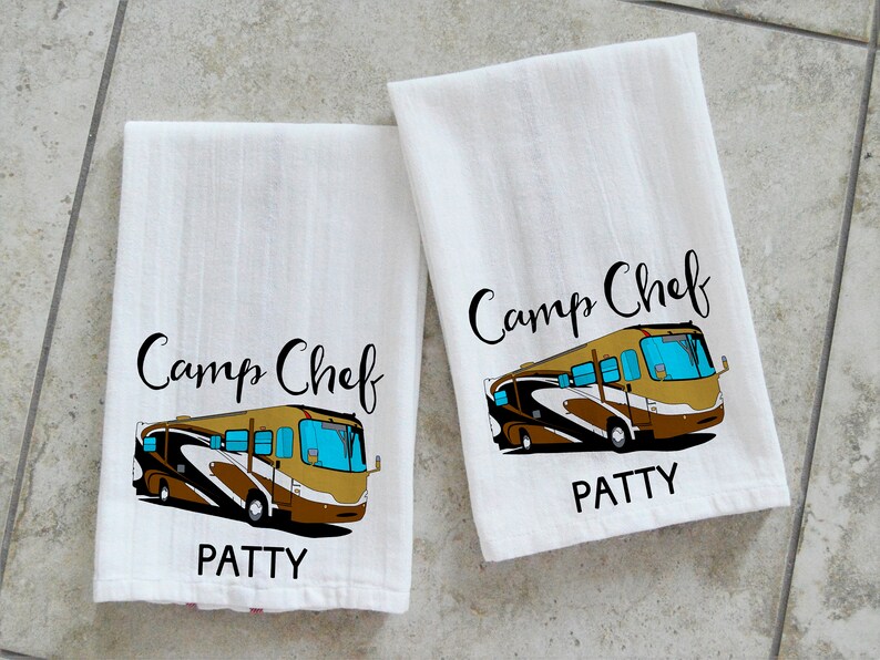 Camp Chef Class A Motorhome Kitchen Towels RV Gift Camping Gift Dish Towels Personalized Motorhome Decor