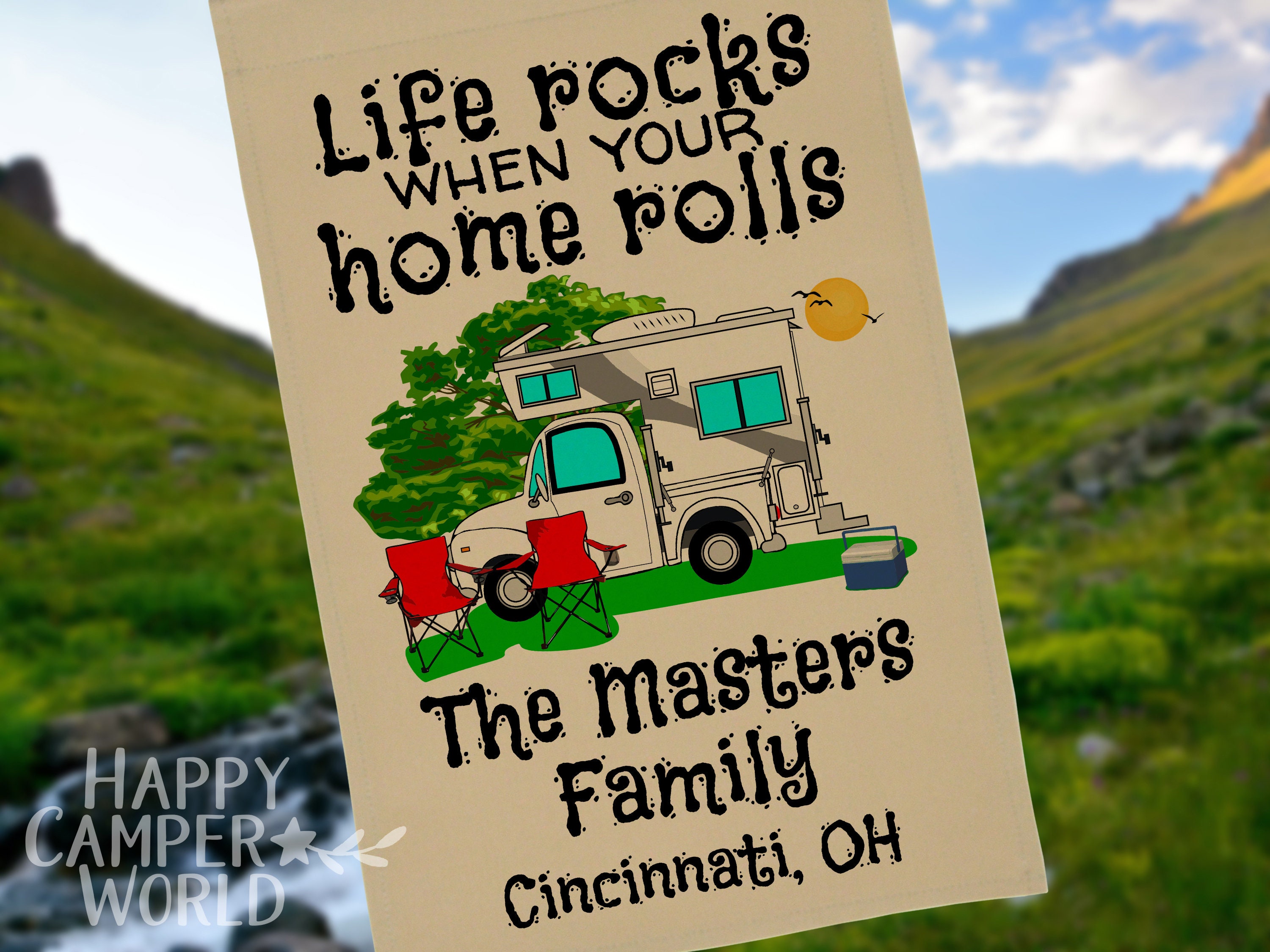 Targa In Metallo Per Camper E Casa – 'Life Rocks When Your Home Rolls' – 30x20 Cm – Decorazione Vintage Per Campeggio E Garage