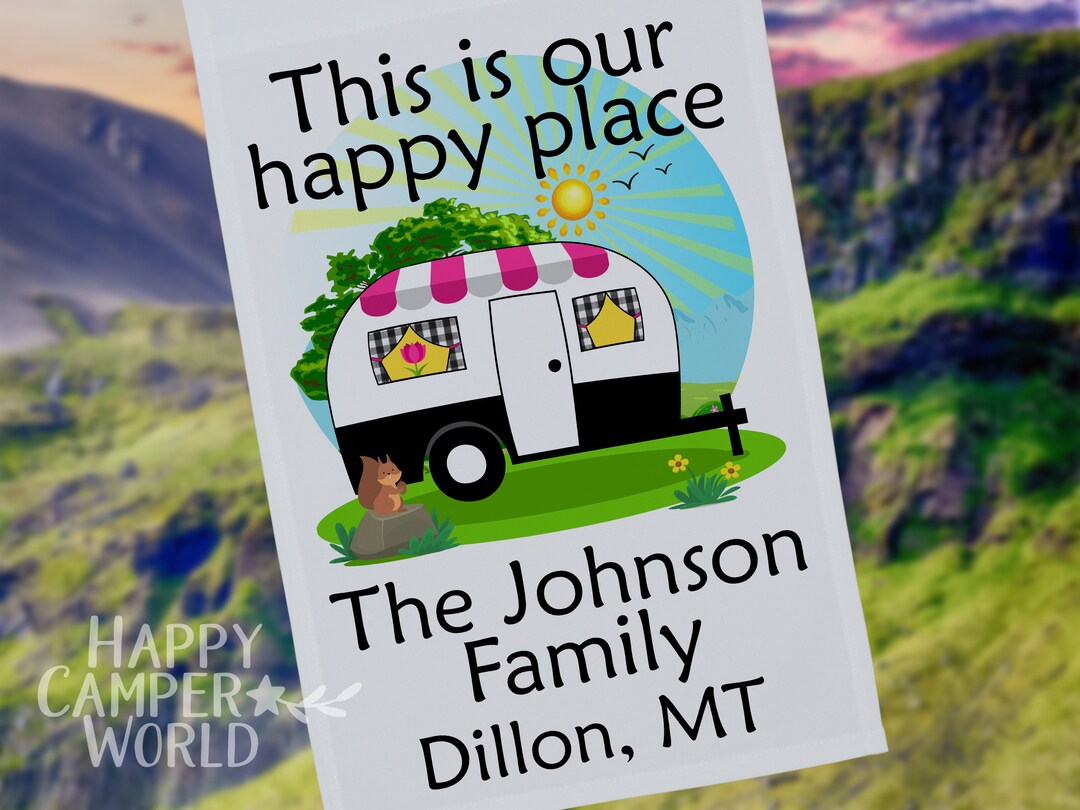 Personalized  Kayak Camping Flag - Up to 3 Pets - This Is Our Happy Place main image 1