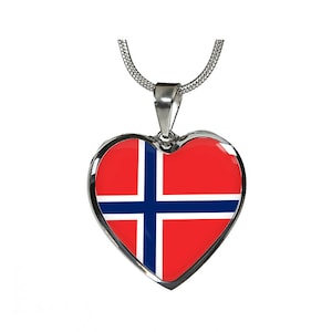 Norwegian Flag - Heart Pendant Luxury Necklace Gifts Jewelry Necklaces Pendants