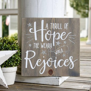 A thrill of hope the weary world rejoices sign  I  Christmas  I  Christmas decor  I  Christmas sign  I  O holy night  I  home and living
