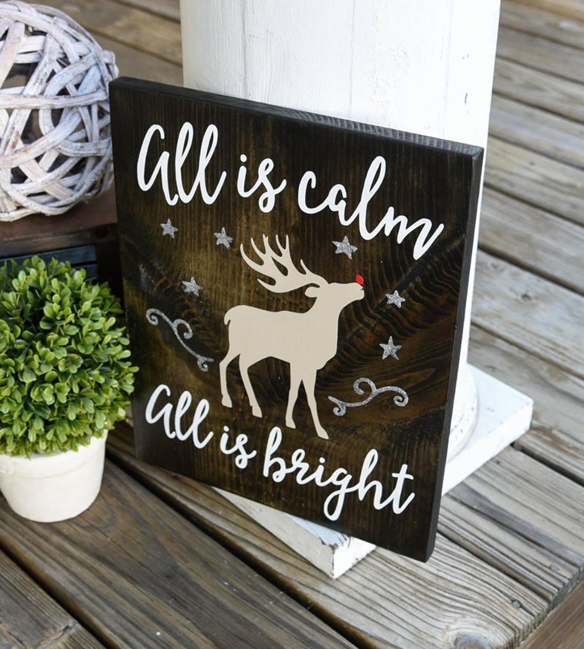 All is Calm All is Bright Wood Sign I Christmas I Christmas Etsy