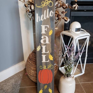 Hello Fall porch sign I Fall sign I Fall decor I Porch sign I Autumn I Autumn sign I Pumpkins I Pumpkin porch sign I Fall porch sign image 6