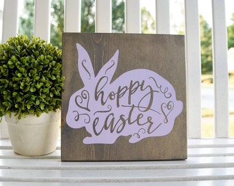 Hoppy Easter wood sign I  Easter sign I   Easter decor I  Spring I  Spring sign I  Easter I  bunny I  bunny decor  I  Hoppy Easter  I  signs