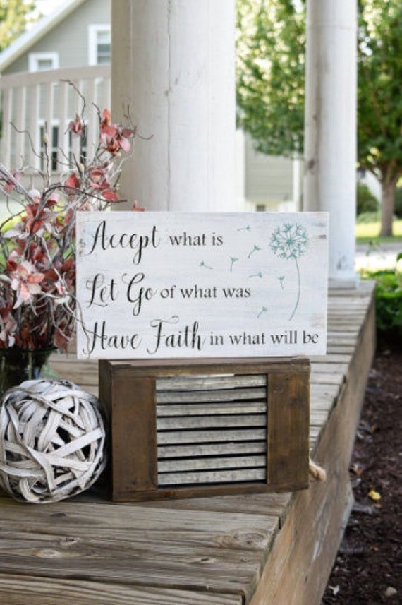 Wood Box Sign With Dandelion Design - Inspirational Farmhouse Office Decor 6x6 Inches
