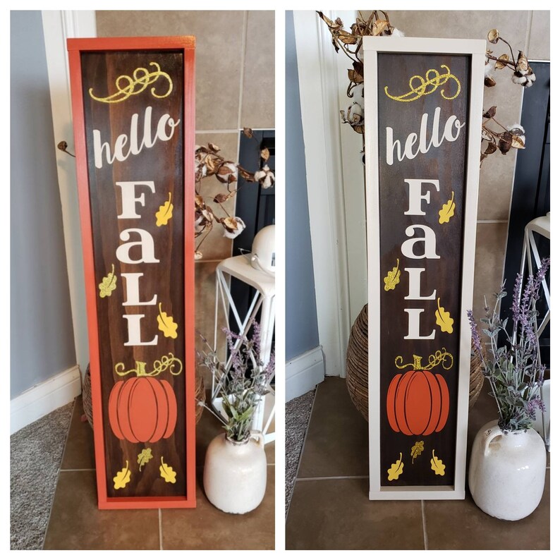 Hello Fall porch sign I Fall sign I Fall decor I Porch sign I Autumn I Autumn sign I Pumpkins I Pumpkin porch sign I Fall porch sign image 5