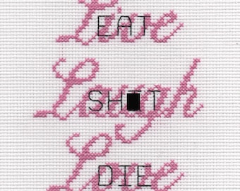 Live, Life, Love - Mature Subliminal Cross stitch