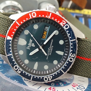 PULSAR Y563 601H Pepsi Bezel Quartz Gents Diver Watch on NATO Strap rare Etsy India