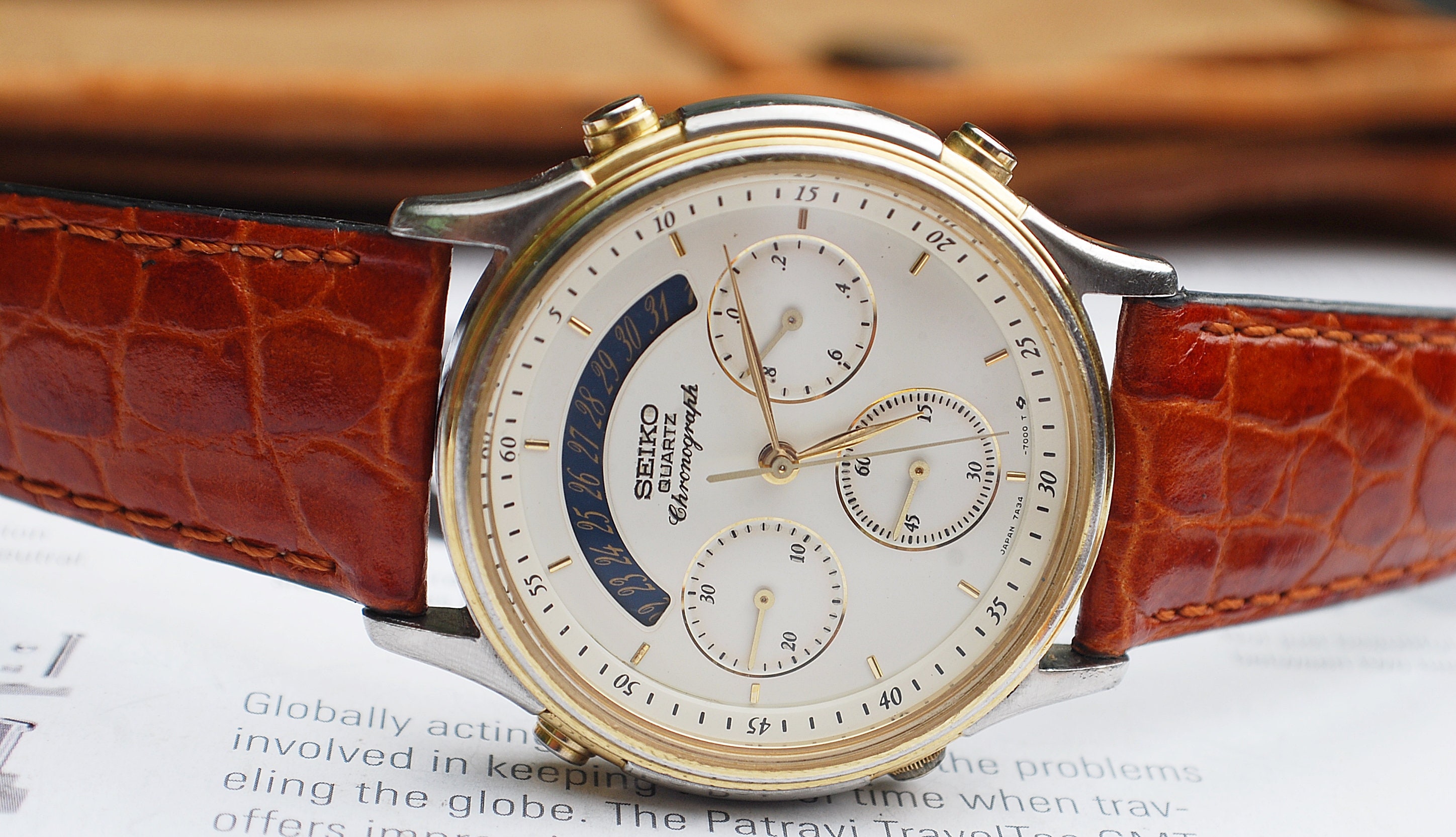 Seiko 7A34-7000 Chronograph Quartz Gents Vintage Watch in Box - Etsy Sweden