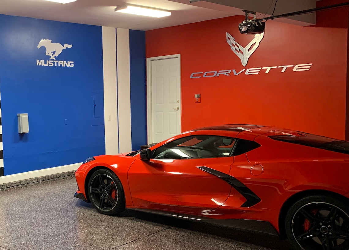 CORVETTE C8 Emblem and Text combo Garage Sign 8 Feet Wide Etsy