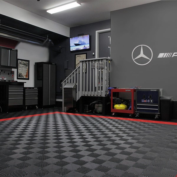 Mercedes Benz Star & AMG combo Garage Sign 6 Feet Long  Brushed Silver