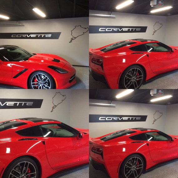 CORVETTE C7 Garage Sign 8 Feet Wide Brushed Silver