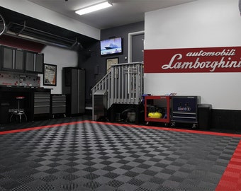 automobili Lamborghini combo Garage Sign 8 Feet Long Brushed Silver