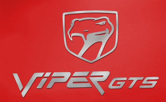 Viper GTS Logo and Sneaky Pete Combo Garage Sign 6 Feet Long Brushed Silver