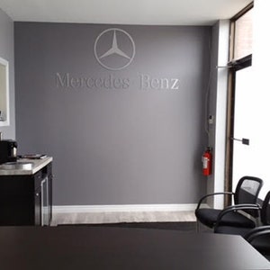 Mercedes Benz Star & Text combo Garage Sign 6 Feet Long Brushed Silver image 5