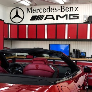 Mercedes Benz Star & Text combo Garage Sign 6 Feet Long Brushed Silver image 6