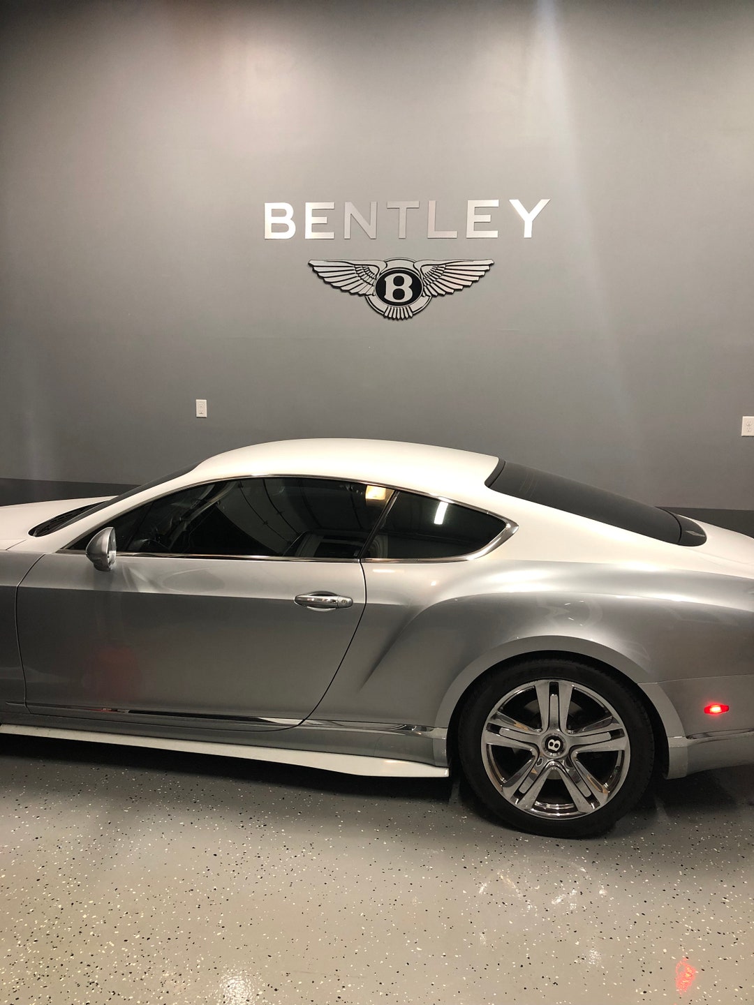Bentley Logo & Letters Combo Brushed Silver Garage Sign - Etsy