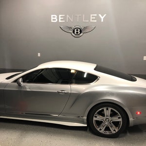 Bentley Logo & Letters combo Brushed Silver Garage Sign