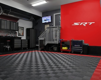 SRT Logo Combo Huge Brushed Silver Garage Sign