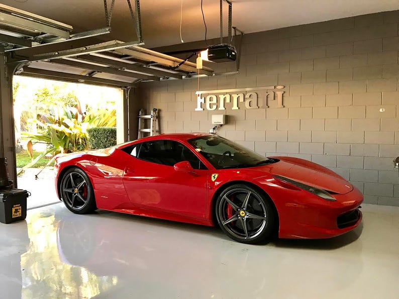 Ferrari Garage Sign 9 Feet Long Brushed Silver | Etsy