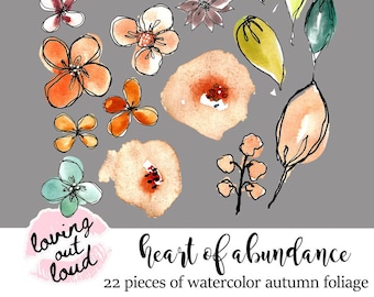Autumn Watercolor Floral Clipart: Bible Journaling, Planner Stickers (Digital Printable)