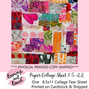 Mixed Media Collage Tear Sheet Collage Fodder #5-22  Art Journaling Paper ***PHYSICAL PRINTED COPY***