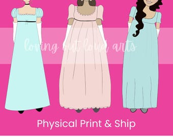 Regency Ladies Paper Dolls Set 2 Bridgerton Inspired **** PHYSICAL PRINT SHIPPED ****